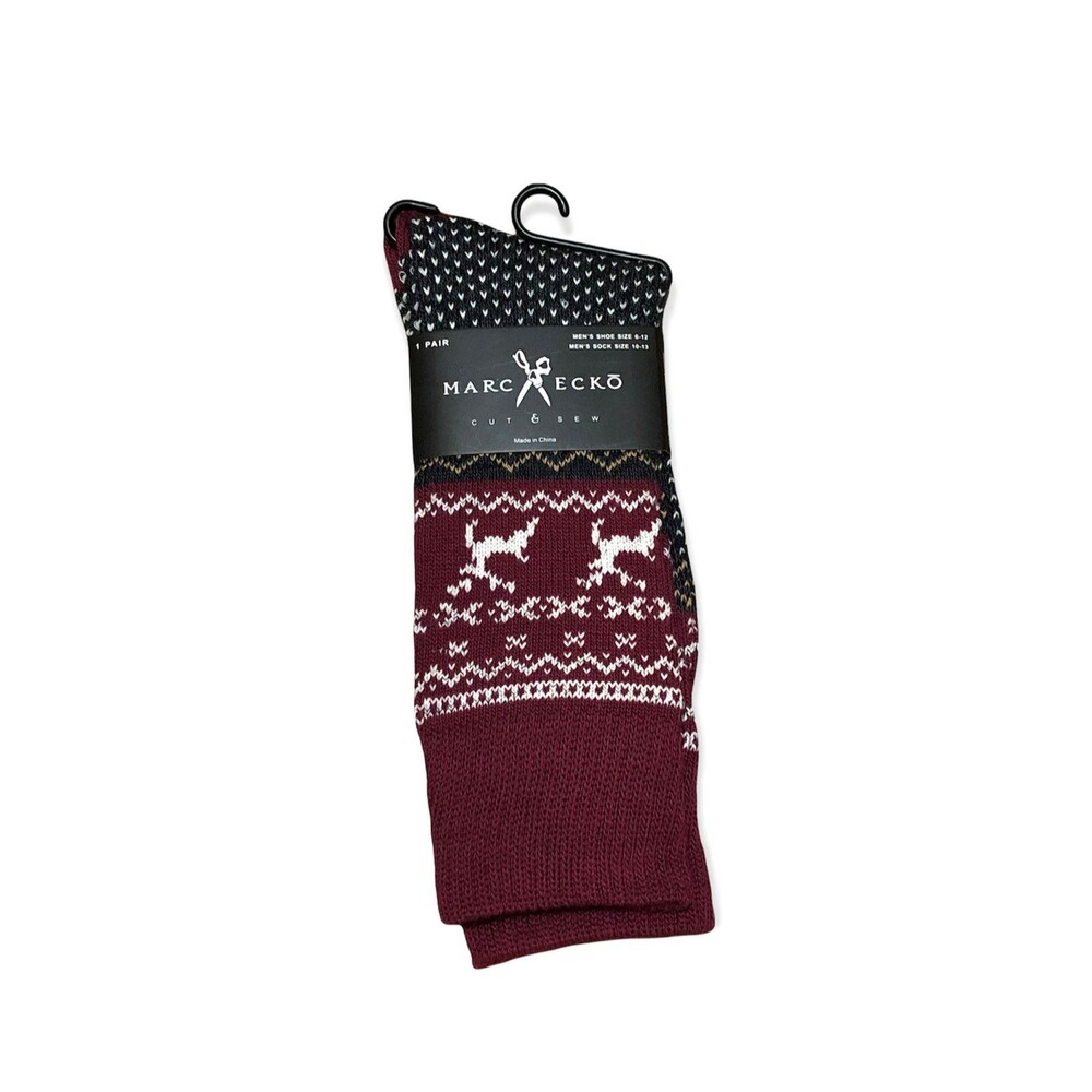 Marc Ecko Cut & Sew Men's Crew Socks Multi Colored Reindeer